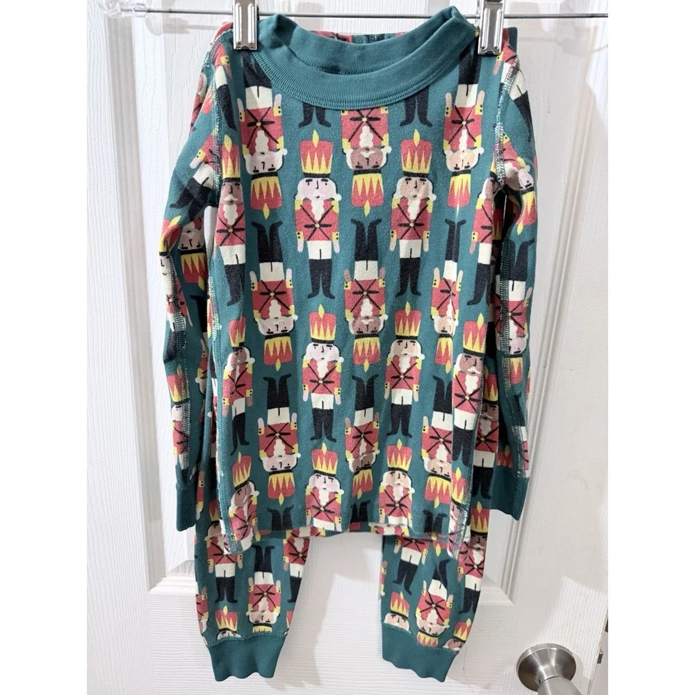 Hanna Andersson Holiday Nutcracker Pajamas Size 110 US 5 Green Organic Cotton